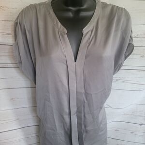 LOFT Gray Button Blouse